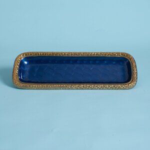 Brand New Julia Knight Florentine Sapphire Gold Rectangular Serving Tray 16“